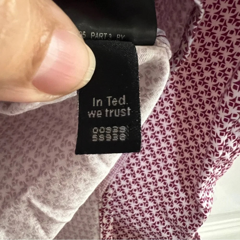 Ted Baker Button Down Shirt Purple and White print size 3 (Medium)